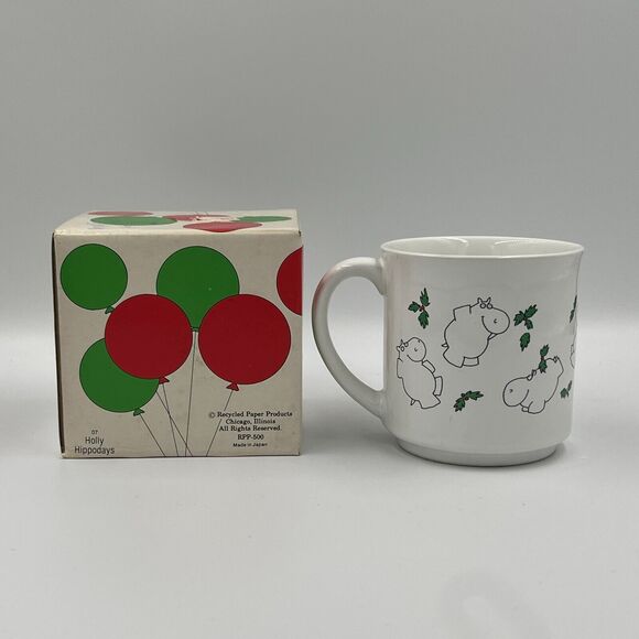 Vintage Sandra Boynton Ceramic Coffee Mug #07 Holly Hippodays w/Box Christmas - Picture 3 of 6